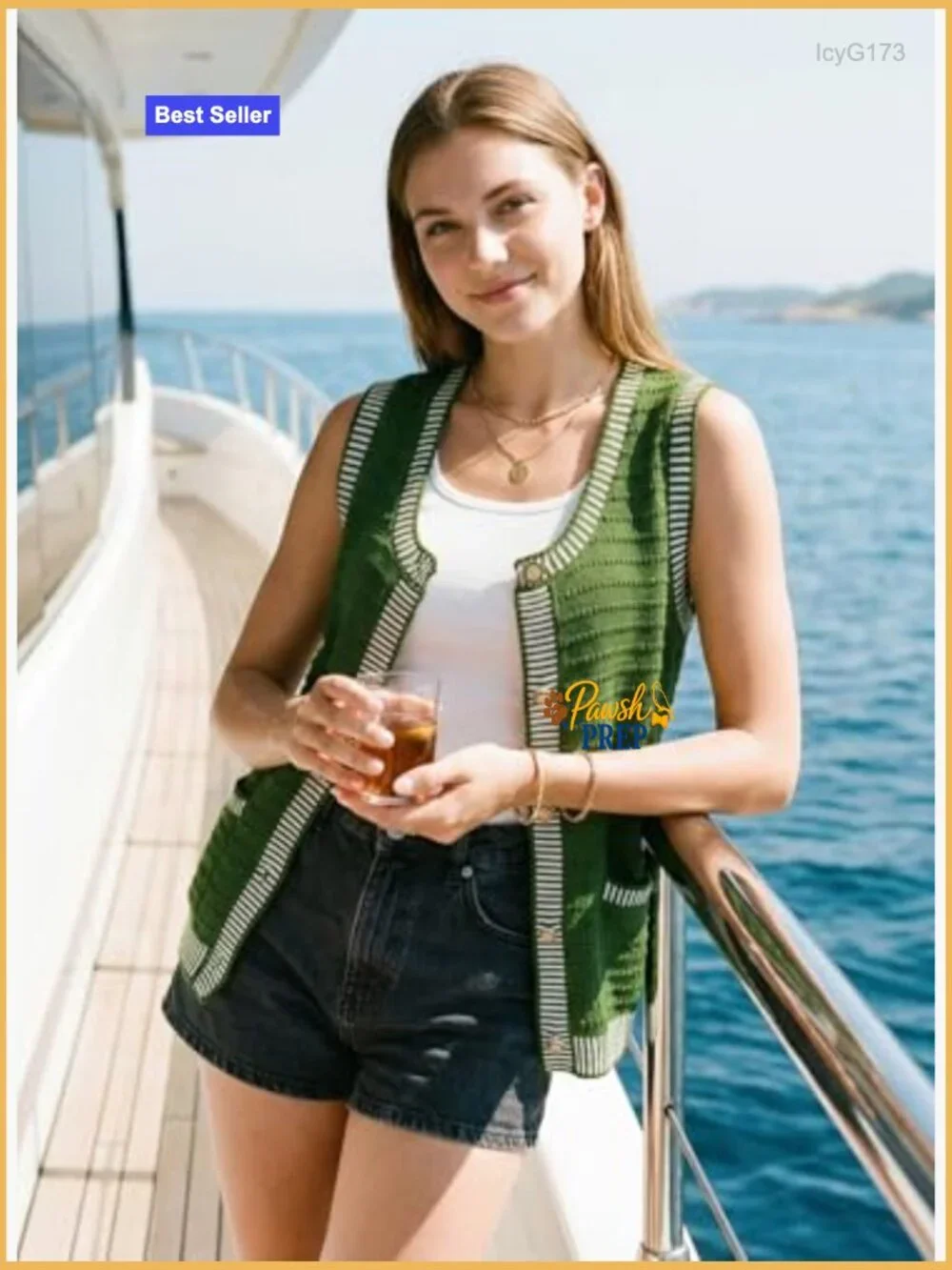 Sleeveless Button Down Cardigan Sweater with Pockets - Picture 3 of 7